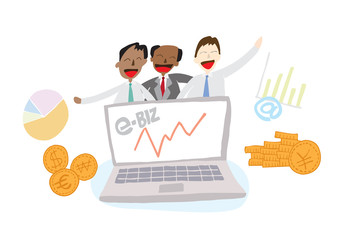 illustration of business people working on laptop