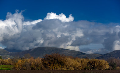 Clouds over the small mountains