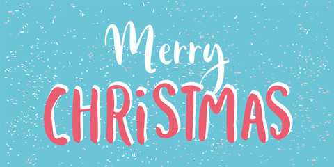 Merry Christmas vector text hand drawn lettering. 