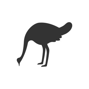 Ostrich is eating. Flat icon. Vector illustration.
