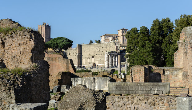 The Forum of Augustus is the second of the five imperial forums of Rome. A collection of artifacts, part of a semicircular niche. The forum was built by order of the emperor Octavian Augustus.