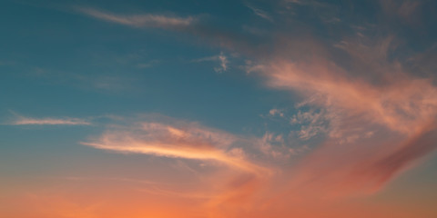 Fototapeta na wymiar Colorful tropical sky with pink clouds