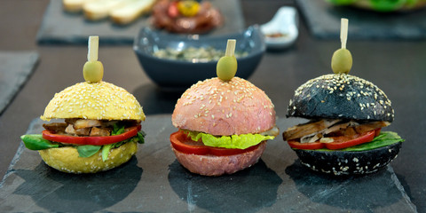 Burger, vegan, bunt, Gemüse