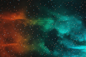 Multicolored nebula with lots of stars. Stellar cosmic background