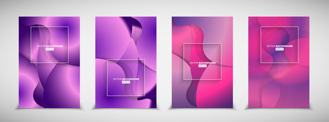 Set of Purple Geometric Modern Fluid Background Composition with Gradients, Shadows and Lights