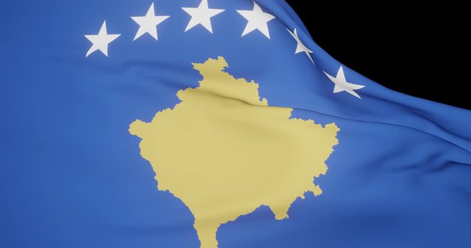 Flag of Kosovo waving in the wind, 4K Apple ProRes 4444 8-bpc with alpha