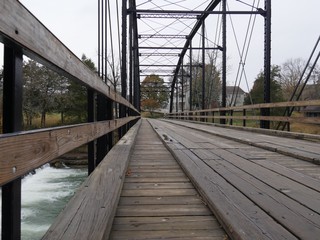 Close up of the War Eagle bridge, an attraction in Arkansas listed in the National Register of Historic Places.