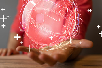  hand touching map point, network connection, international meaning, copy spac