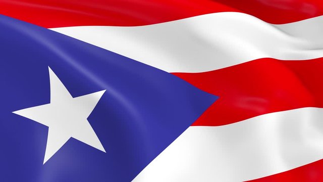 Photo realistic slow motion 4KHD flag of the Puerto Rico waving in the wind.  Seamless loop animation with highly detailed fabric texture in 4K resolution.