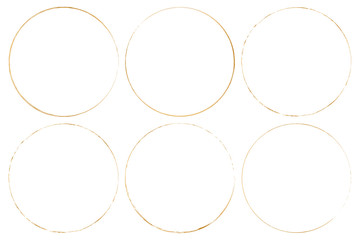 gold round brush frames on transparent background
