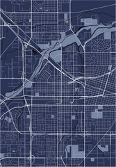 map of the city of Bakersfield, USA