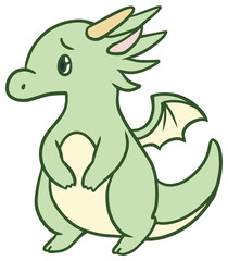 かわいいドラゴンのイラスト_困り顔