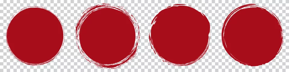 Tuinposter red round brush painted circle banner on transparent background © agrus
