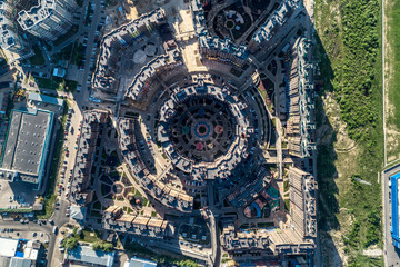 Big city, aerial view. Large multi-unit residential complex.