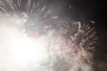 Fireworks overlay for holiday backgrounds with copy-space.