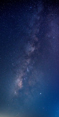 blue night sky milky way and star on dark background.with noise and grain.Photo by long exposure and select white balance.