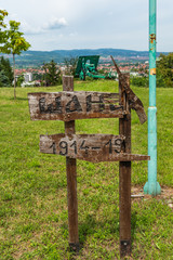 Loznica, Serbia - July 12, 2019: Loznica panorama and historic trench