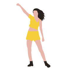 vector, on a white background, man without face, dancing girl
