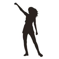 vector, on a white background, black silhouette of a dancing girl