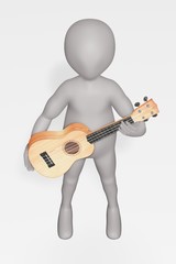 3D Render of Cartoon Character with Ukulele