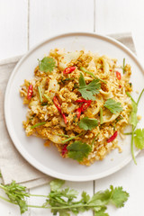 Stir fried squid with curry powder, Thai food .