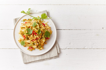 Stir fried squid with curry powder, Thai food .