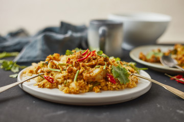 Stir fried squid with curry powder, Thai food .