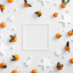 White star and tangerine with white frame