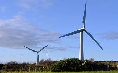 Wind turbine on a field in Anglesey