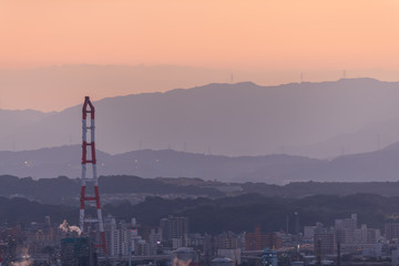 Fototapeta premium 北九州工業地帯の夕焼け【福岡県北九州市】