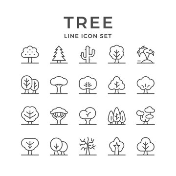 Set line icons of tree