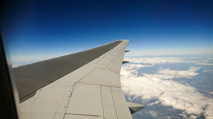 飛行機から見た富士山山頂