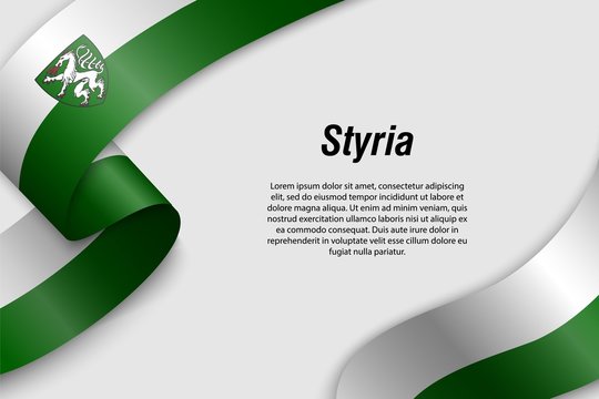 Waving ribbon or banner with flag State of Austria styria