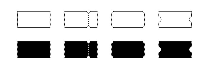 Icon coupon or ticket isolated. Retro cinema or theatre ticket. Paper coupons.