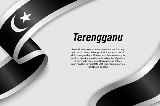 Waving ribbon or banner with flag State of Malaysia terengganu
