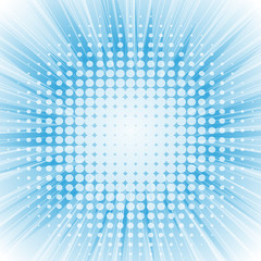 Obraz premium Abstract sun rays vector background. Halftone dotted effect with copy space. Vector template for banners, posters, etc.