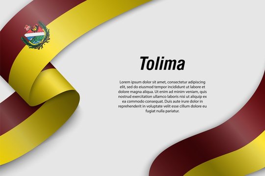 Waving ribbon or banner with flag tolima Department of Colombia