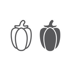 Bell pepper line and glyph icon, fruits and vegetables, capsicum sign, vector graphics, a linear pattern on a white background.