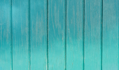 Turquoise wooden planks texture background]