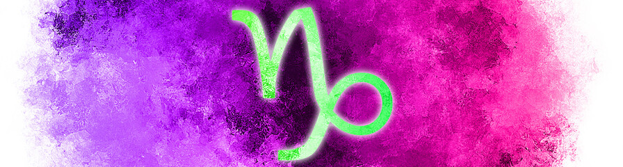 Isolated symbol of the zodiac sign Capricornus with a banner of paint in the background