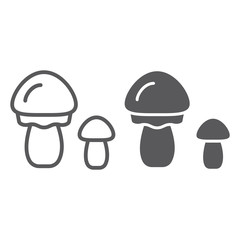 Mushrooms line and glyph icon, organic and food, vegetarian food sign, vector graphics, a linear pattern on a white backgrond.