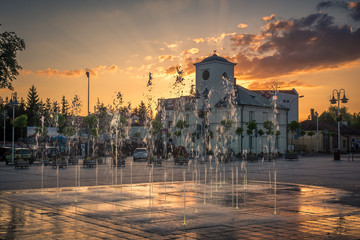 Sunset over the main square in Piaseczno city, Poland - 306902342