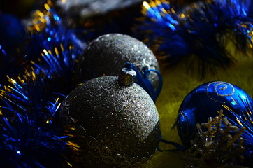 Christmas toy on the silver background close up