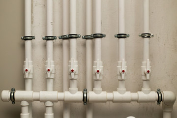 clean line white water pipes watering system pipe engineer design in underground. plastic white...