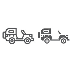 Army vehicle line and glyph icon, army and transport, military car sign, vector graphics, a linear pattern on a white background.
