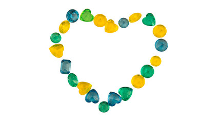  Gemstone heart on white background