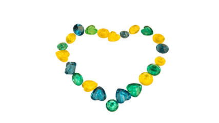  Gemstone heart on white background