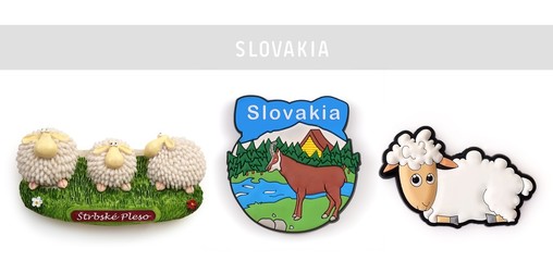 Souvenir (magnet) from Slovakia isolated on white background. The inscription in Slovak means the...