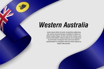 Waving ribbon or banner with flag western australia State of Australia