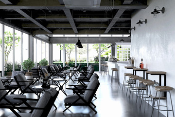 3d render of modern cafe restaurant